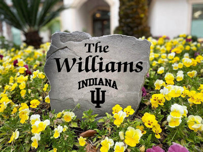 Indiana family name stone for yard and outdoor spaces
