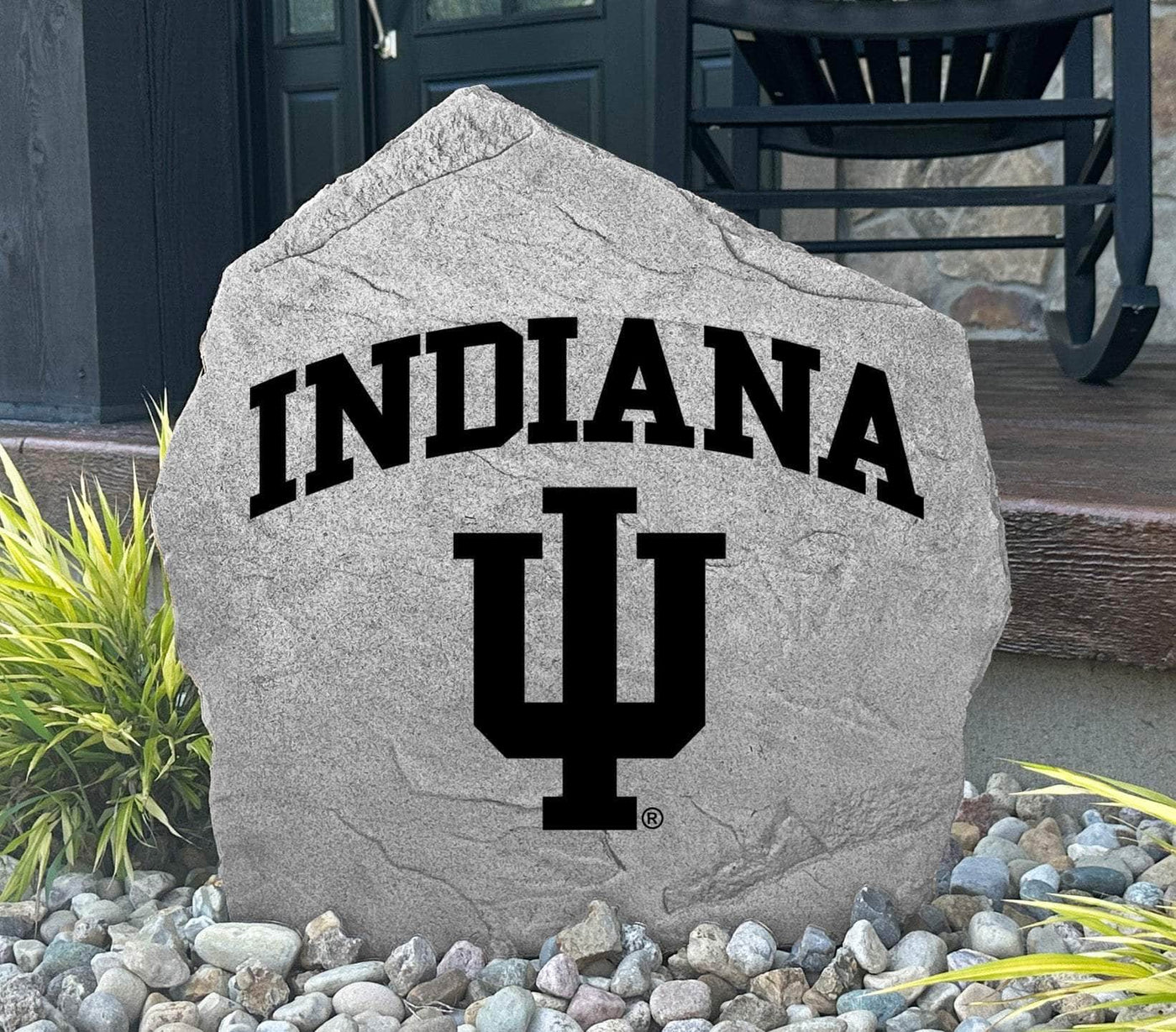 IU logo rock for outdoor home or garden decor