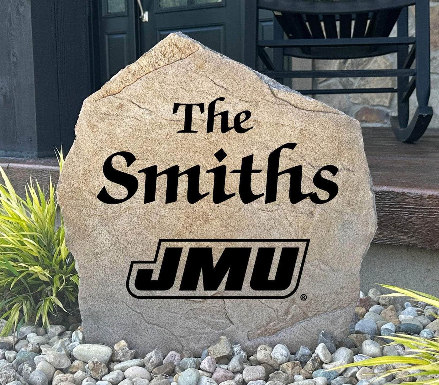 James Madison University personalized stone with family name engraved