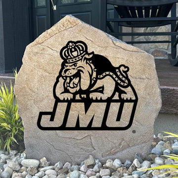 Officially licensed James Madison University Logo Stone featuring the iconic Dukes logo engraved into premium stone. This decorative landscape stone brings James Madison school spirit to gardens, patios, walkways, and front entrances.