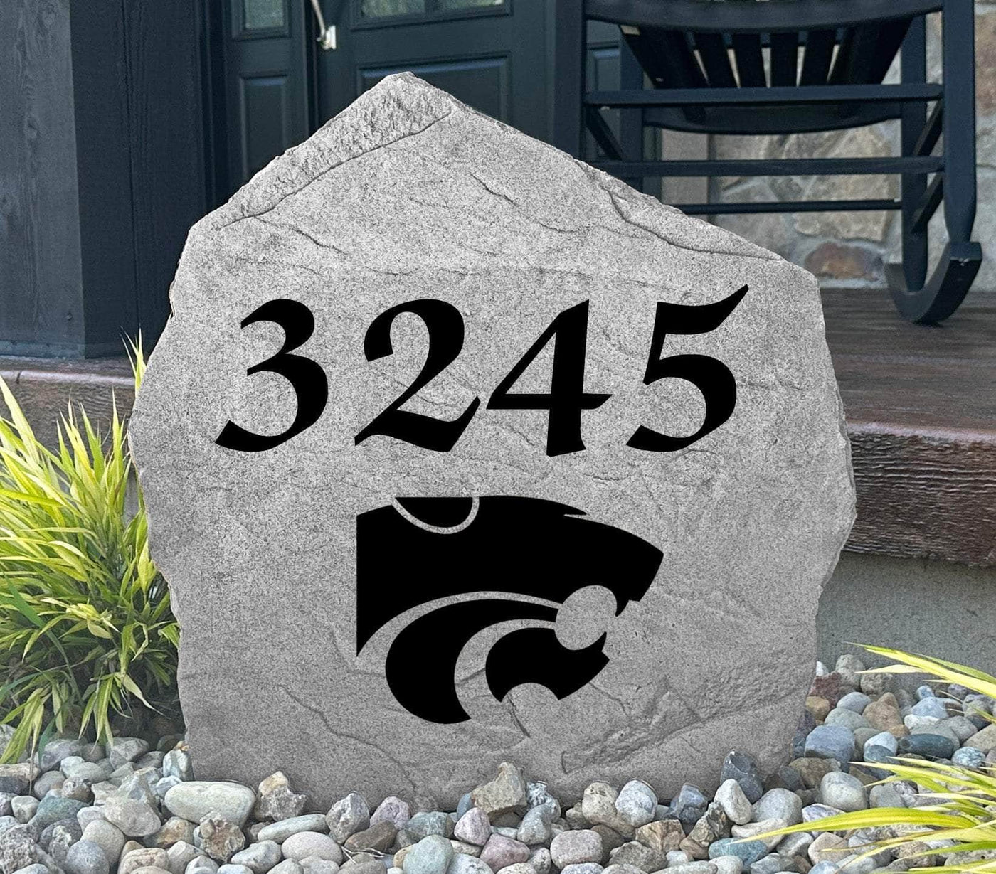 K-State Wildcats rock with house number for landscaping