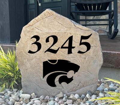 Engraved Kansas State address stone for front yard decor