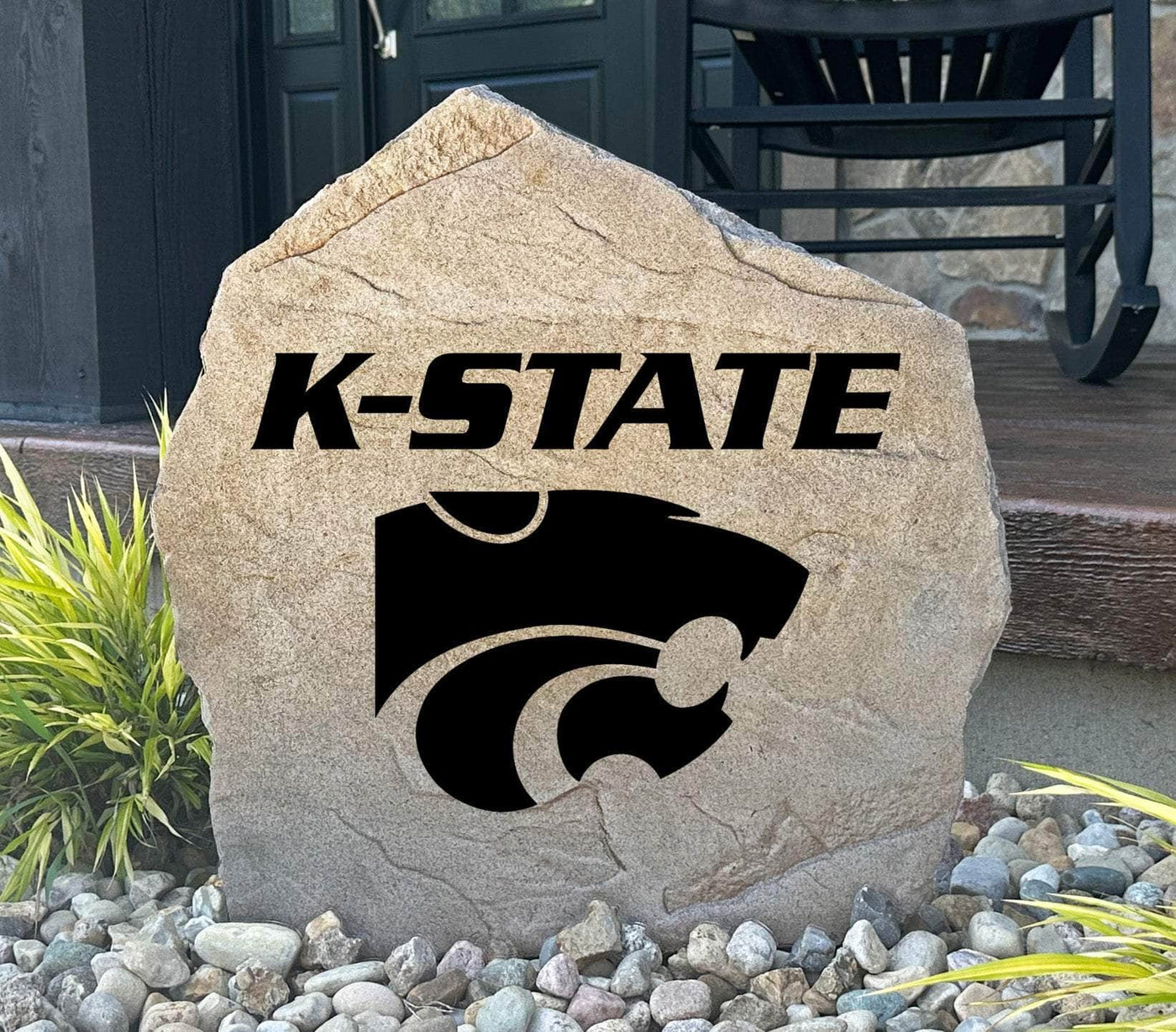 Kansas State Wildcats logo rock for garden or porch