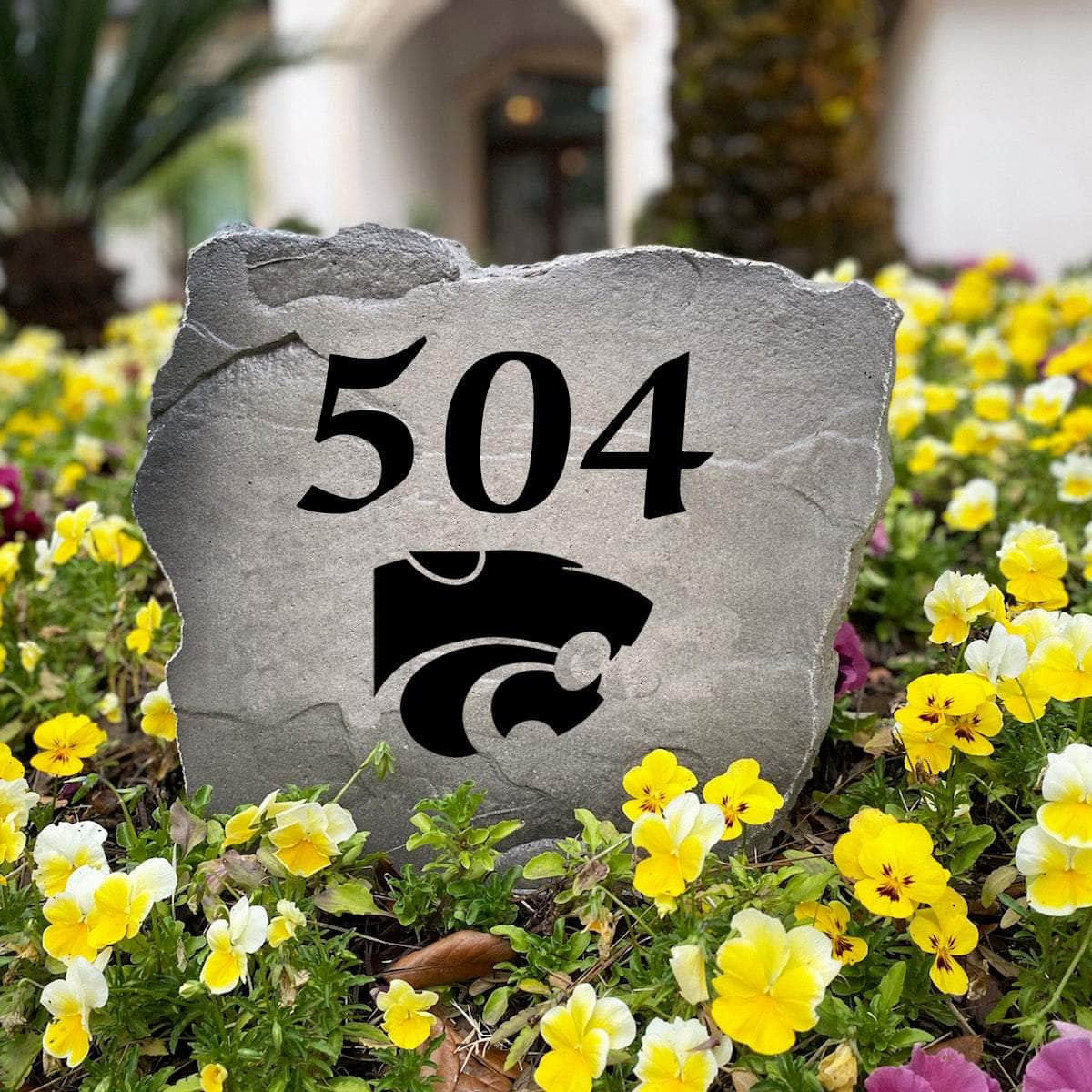 Officially licensed Kansas State Wildcats Address Stone handcrafted in the USA with custom house numbers and detailed team artwork. This weather-resistant address stone provides lasting beauty and curb appeal for front yards and entryways.