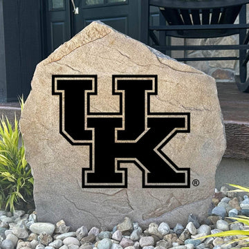 Officially licensed University of Kentucky Logo Stone featuring the iconic Kentucky Wildcats logo engraved directly into the stone surface. This decorative garden stone brings school spirit and curb appeal to front yards, patios, gardens, and entryways.