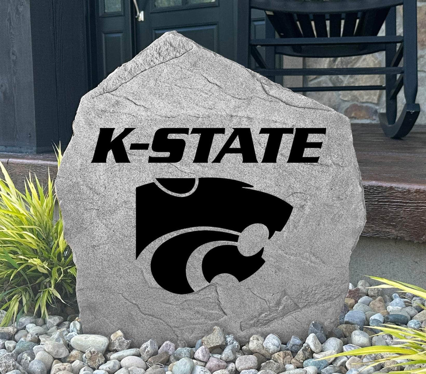 Engraved K-State logo stone for yard or landscaping