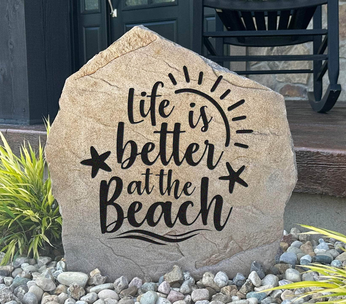 Life is better at the beach engraved decorative stone for garden or patio