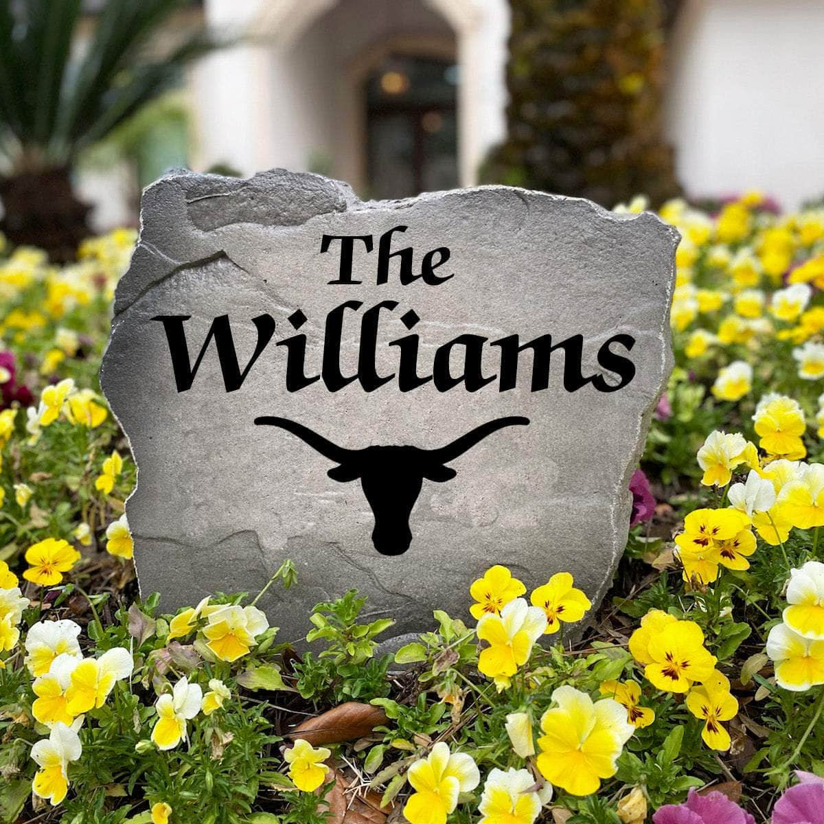 Premium Longhorns family name monument combining elegant craftsmanship with custom engraving to create a striking outdoor focal point.