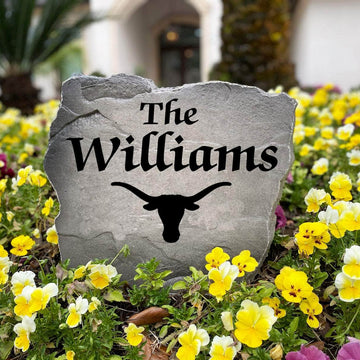 Premium Longhorns family name monument combining elegant craftsmanship with custom engraving to create a striking outdoor focal point.
