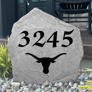 Officially licensed Texas Longhorns house number plaque crafted from durable concrete, blending premium curb appeal with unmistakable university pride.