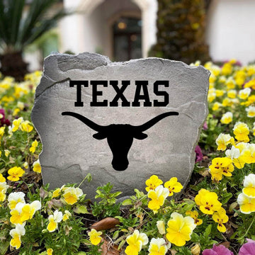 Weather-resistant Texas Longhorns outdoor logo marker designed to enhance flower beds, walkways, front entrances, and backyard entertaining spaces with collegiate character.