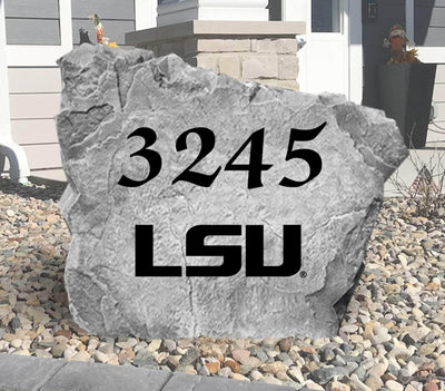 Personalized Louisiana State University address rock for front yard