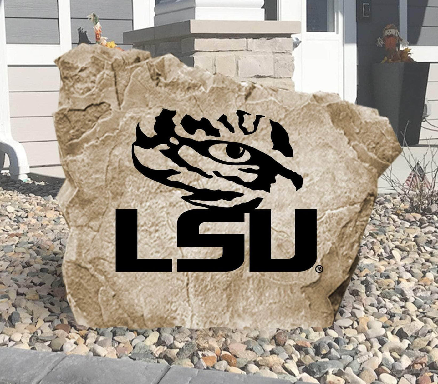 Engraved LSU logo stone for Louisiana State University fans