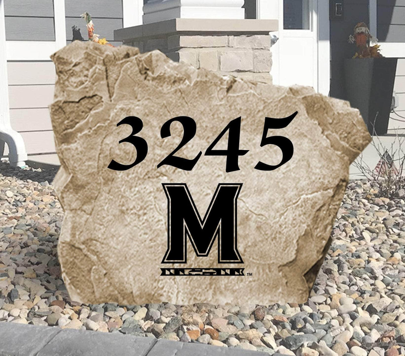 Personalized University of Maryland address rock for outdoor decor and gifting.