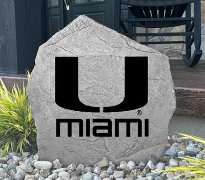 Miami Hurricanes engraved rock with bold U logo