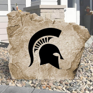 Officially licensed Michigan State University logo stone featuring the iconic Spartans emblem as a standout centerpiece for gardens, patios, and outdoor landscapes.