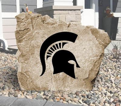 Engraved Michigan State University logo stone for landscaping