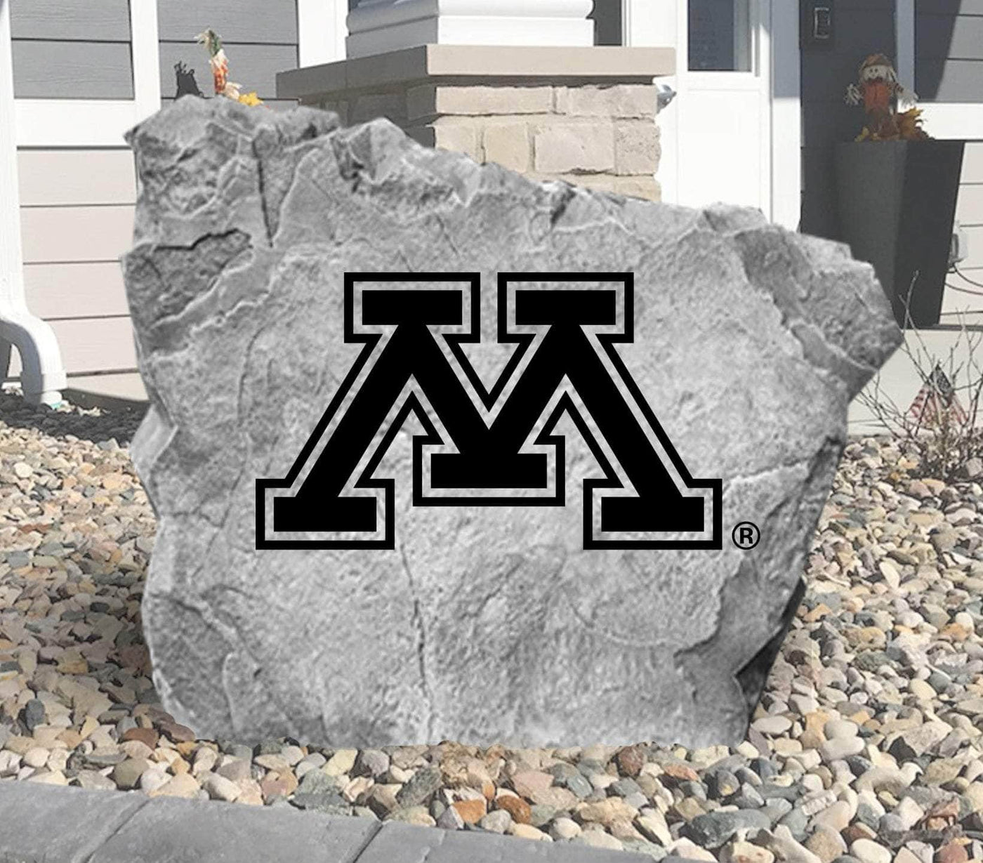 Minnesota Golden Gophers logo rock for yard or garden.
