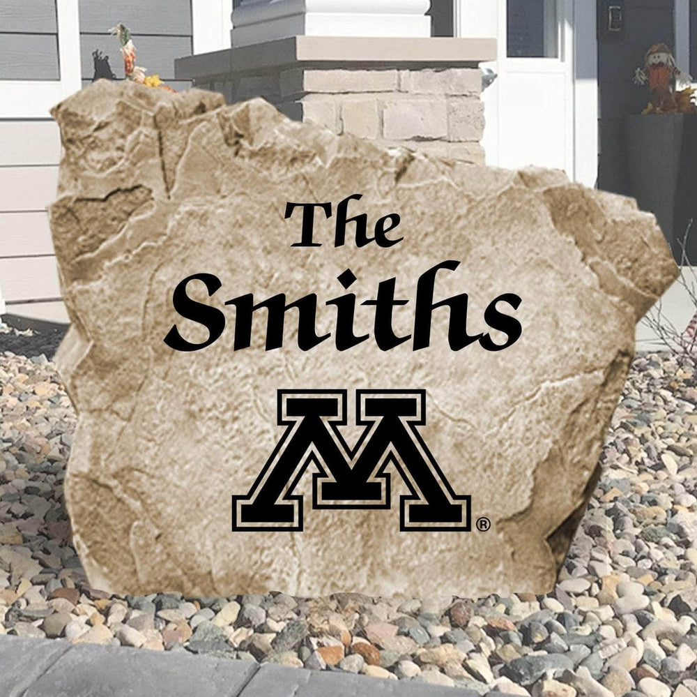 Personalized University of Minnesota Name Stone engraved with your family name and officially licensed Golden Gophers artwork. A beautiful outdoor accent that brings school pride to your home's landscape.