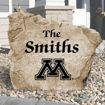 Personalized University of Minnesota Name Stone engraved with your family name and officially licensed Golden Gophers artwork. A beautiful outdoor accent that brings school pride to your home's landscape.