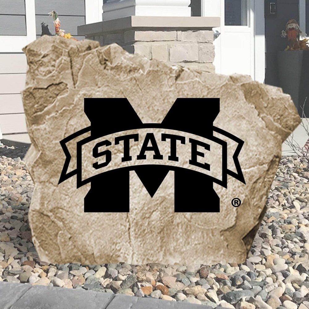 Officially licensed Mississippi State University logo stone featuring the iconic Bulldogs emblem as a striking addition to gardens, patios, and landscaped entryways.