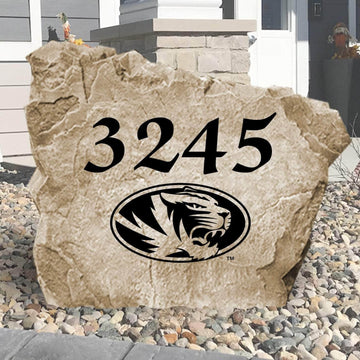 Personalized University of Missouri address stone engraved with your house numbers, creating a distinctive Mizzou-inspired entrance for any home.