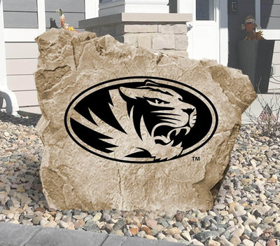 Personalized University of Missouri logo rock for outdoor decor and gifting.
