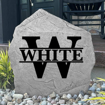 Personalized Original Monogram Stone featuring your custom family initial, creating a timeless outdoor centerpiece for gardens, patios, and entryways.
