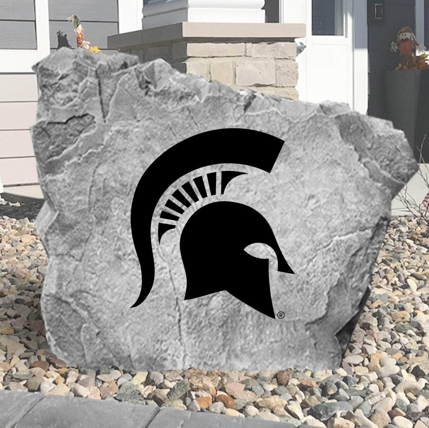 Michigan State Spartans concrete logo plaque crafted from durable concrete, showcasing school pride with premium outdoor craftsmanship and timeless appeal.