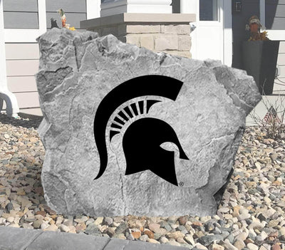 Personalized MSU Spartans logo rock for garden or yard décor