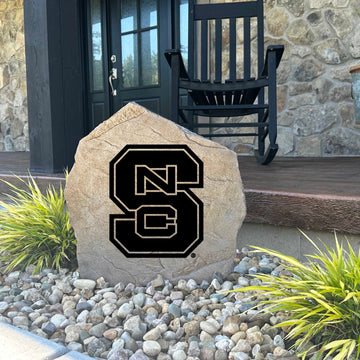 Decorative NC State Wolfpack garden stone featuring the official university logo permanently engraved into durable stone. An eye-catching addition to patios, fan spaces, outdoor kitchens, and landscape borders.
