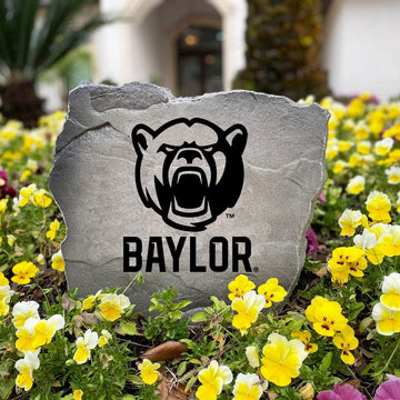 Officially licensed Baylor Bear Logo Stone handcrafted in the USA with detailed mascot engraving and durable construction. This decorative garden stone enhances landscape beds and outdoor spaces with lasting beauty and school spirit.