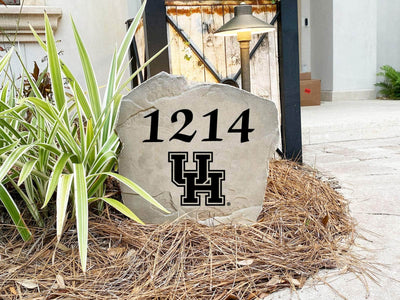Engraved address stone for UH fans, perfect for front yard or porch display.