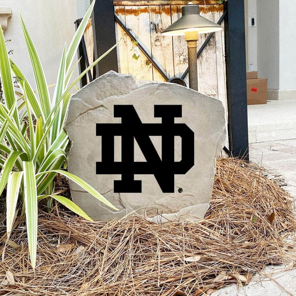 Engraved University of Notre Dame Logo Stone featuring the classic Fighting Irish logo, bringing collegiate pride and timeless style to front yard landscapes, walkways, and outdoor living spaces.