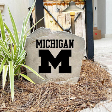 Engraved University of Michigan Logo Stone featuring the classic Michigan Wolverines logo, bringing collegiate pride and timeless style to front yard landscapes, walkways, and outdoor living spaces.