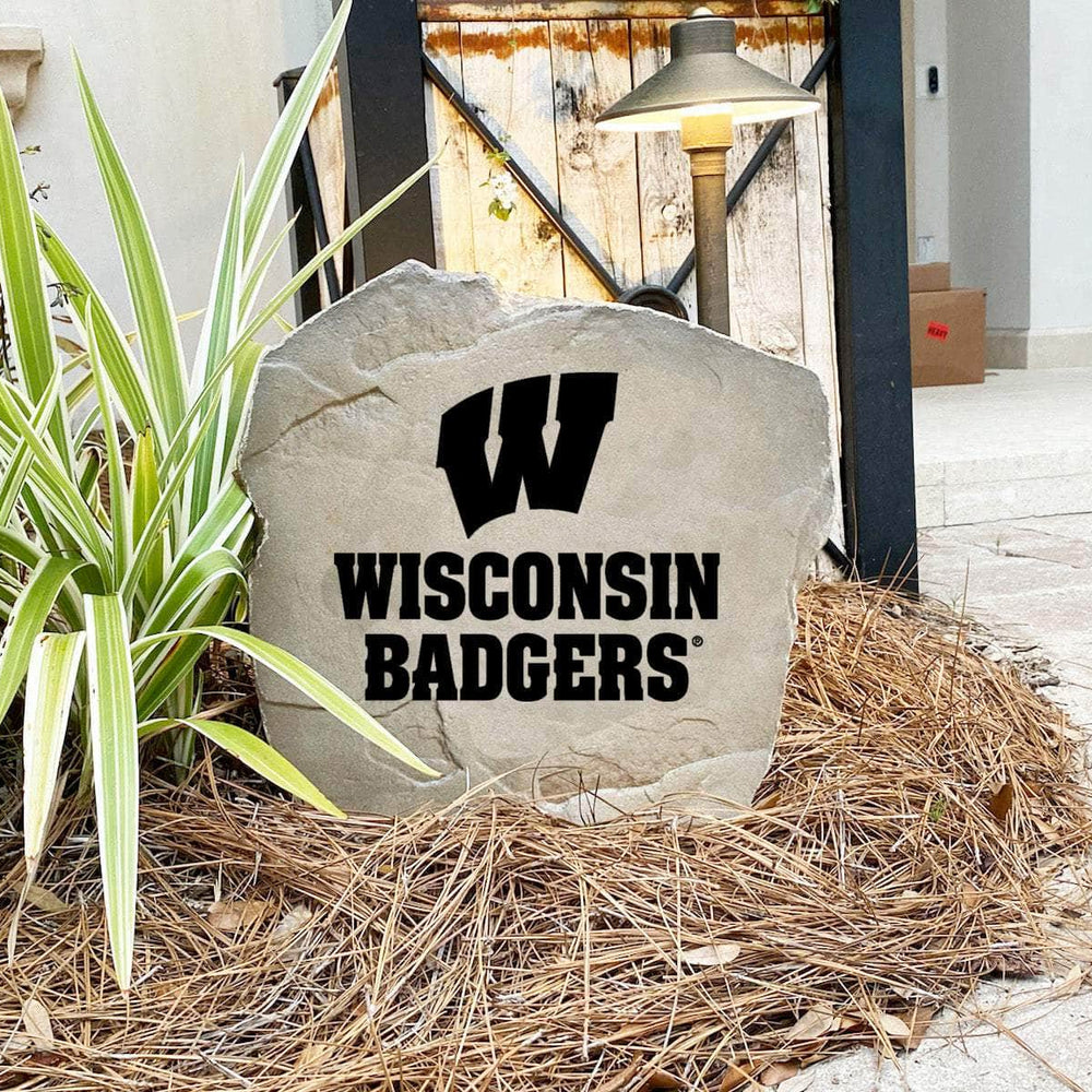 Engraved University of Wisconsin Logo Stone featuring the classic Wisconsin Badgers logo, bringing collegiate pride and timeless style to front yard landscapes, walkways, and outdoor living spaces.