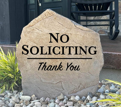 Engraved No Soliciting stone for front yard or porch display