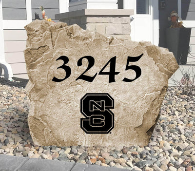 North Carolina State University stone featuring engraved Wolfpack logo