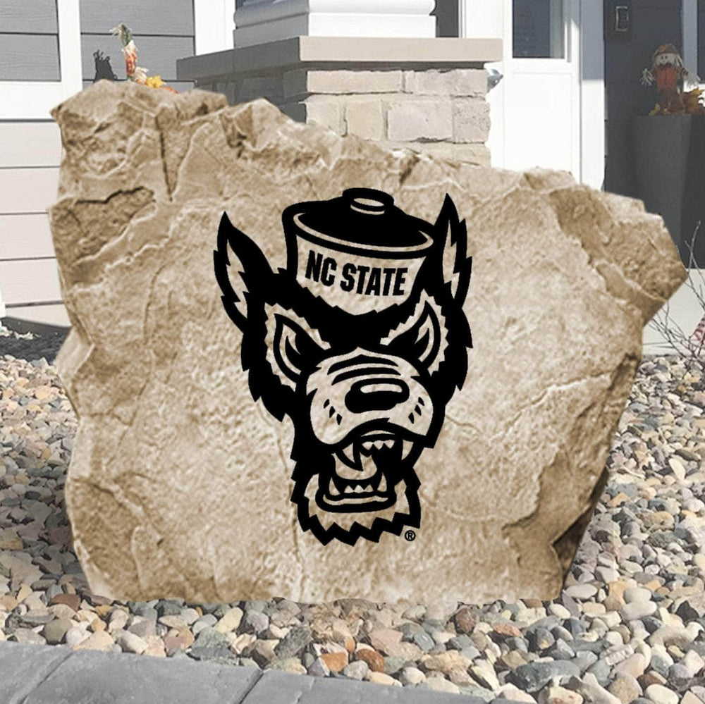 Officially licensed North Carolina State University Mascot Logo Stone featuring the iconic Wolfpack mascot logo engraved into premium stone. This decorative landscape stone brings NC State spirit to gardens, patios, walkways, and front entrances.