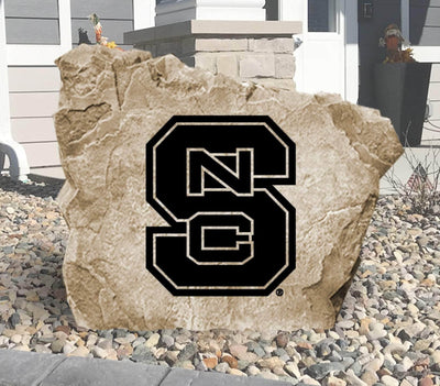 Garden stone engraved with NC State Wolfpack logo design