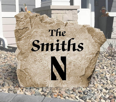 Northwestern University engraved name stone for front yard landscaping