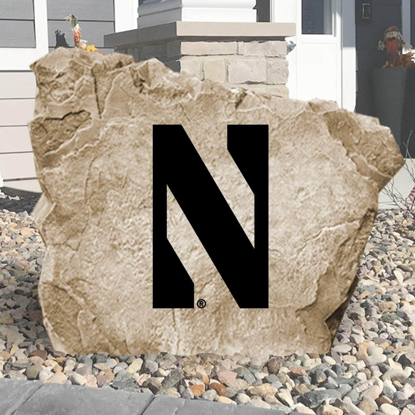 Officially licensed Northwestern University logo stone featuring the iconic Wildcats emblem as a stunning focal point for gardens, patios, and front landscapes.
