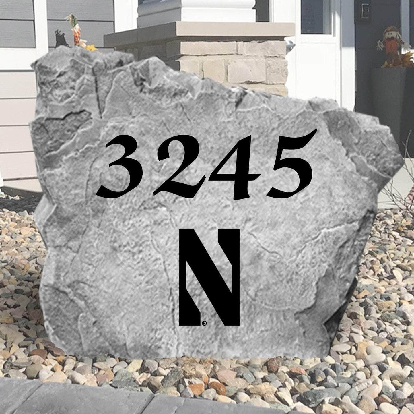 Officially licensed Northwestern Wildcats address plaque crafted from durable concrete to blend sophisticated curb appeal with clear home identification.
