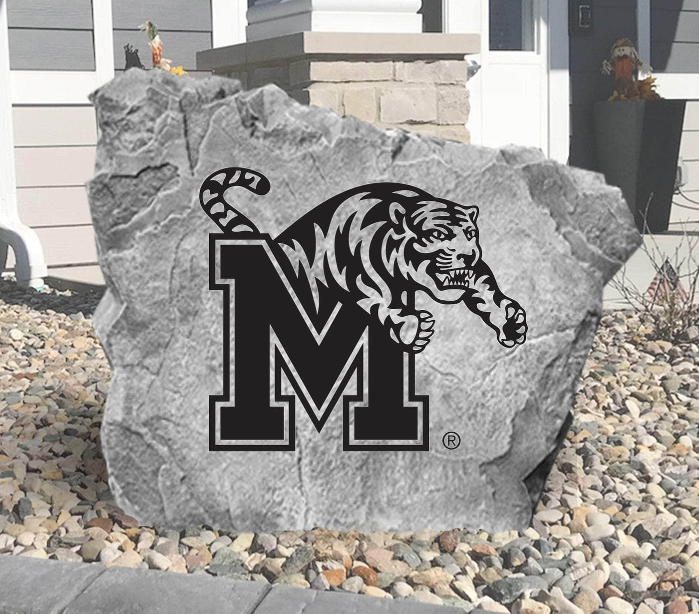 Official Memphis Tigers logo rock for front yard display.