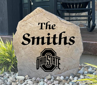 Custom family name stone with Ohio State Buckeyes logo