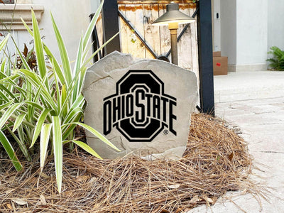 Outdoor stone featuring Ohio State Buckeyes emblem