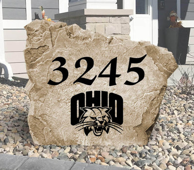 Ohio University engraved address stone for home landscaping.