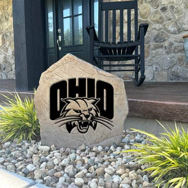 Decorative Ohio Bobcats landscape stone displaying the official university logo, adding collegiate style to flower beds, walkways, and entryways.