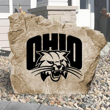 Officially licensed Ohio University logo stone featuring the iconic Bobcats emblem as a striking addition to gardens, patios, and outdoor landscapes.