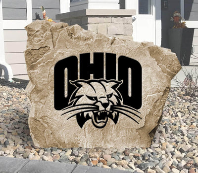 Ohio University logo stone featuring the Bobcats design.